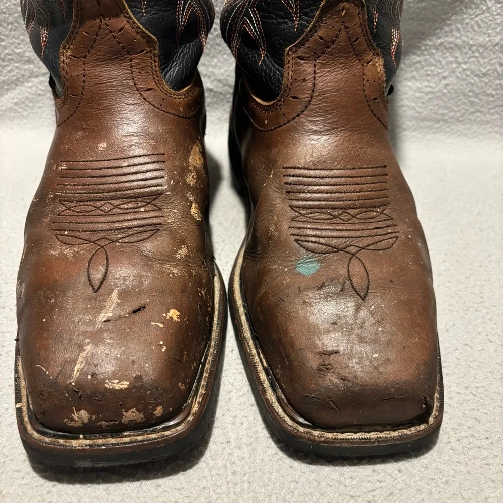 Justin Mens Brown Black Steel Toe Waterproof Boots Size 9.5D ASTM F2413-18